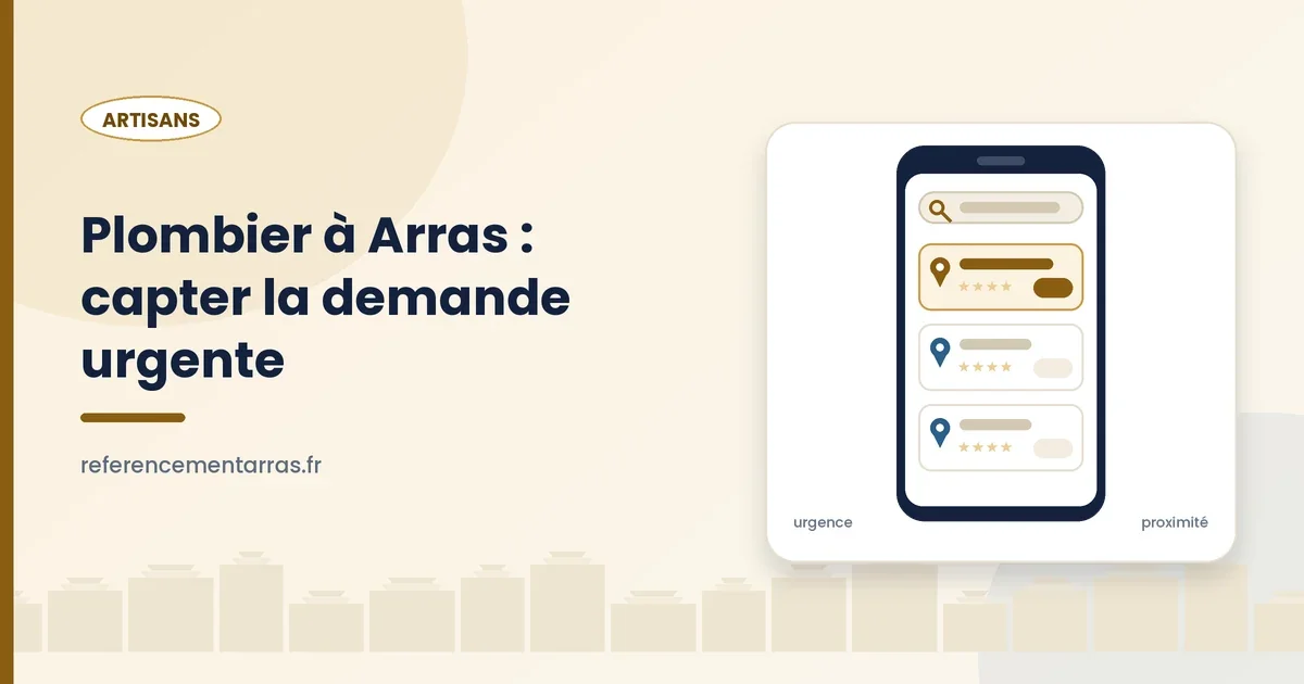 Recherche d'un plombier à Arras depuis un téléphone, résultats locaux